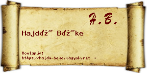 Hajdú Béke névjegykártya